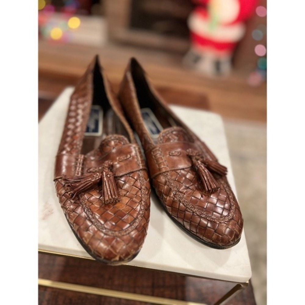 COLE HAAN MEGAN WOVEN LEATHER LOAFERS‎ SIZE 11.5 MADE IN ITALY